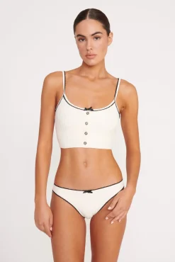 Bikinis<STAUD ABBY SWIM TOP IVORY BLACK IVORYBLACK