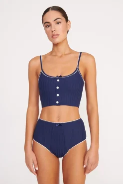 Bikinis<STAUD ABBY SWIM TOP NAVY WHITE NAVYWHITE