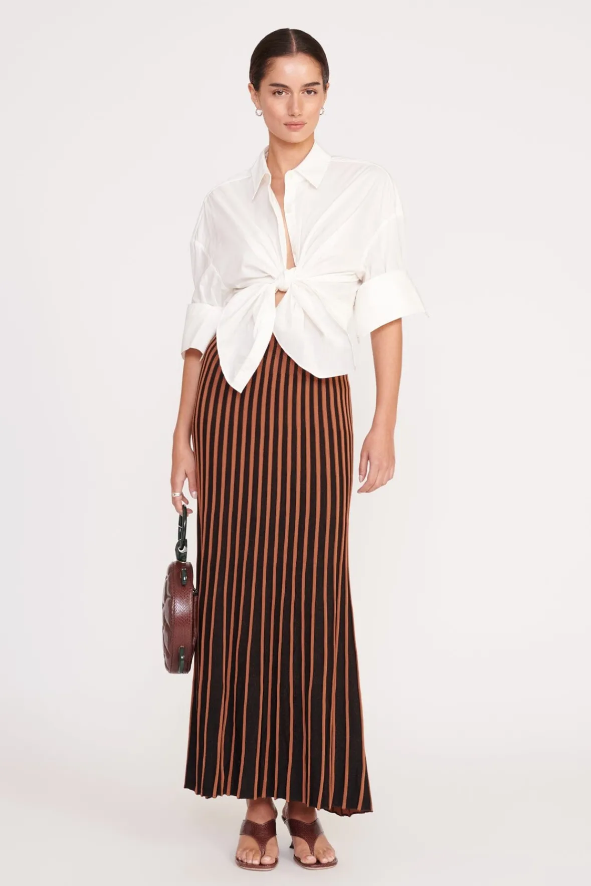 Best Sellers|Skirts<STAUD ALEIDA SKIRT TAN BLACK TANBLACK