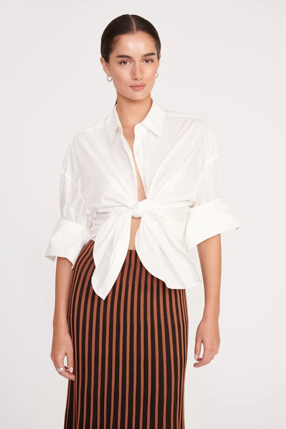 Best Sellers|Skirts<STAUD ALEIDA SKIRT TAN BLACK TANBLACK