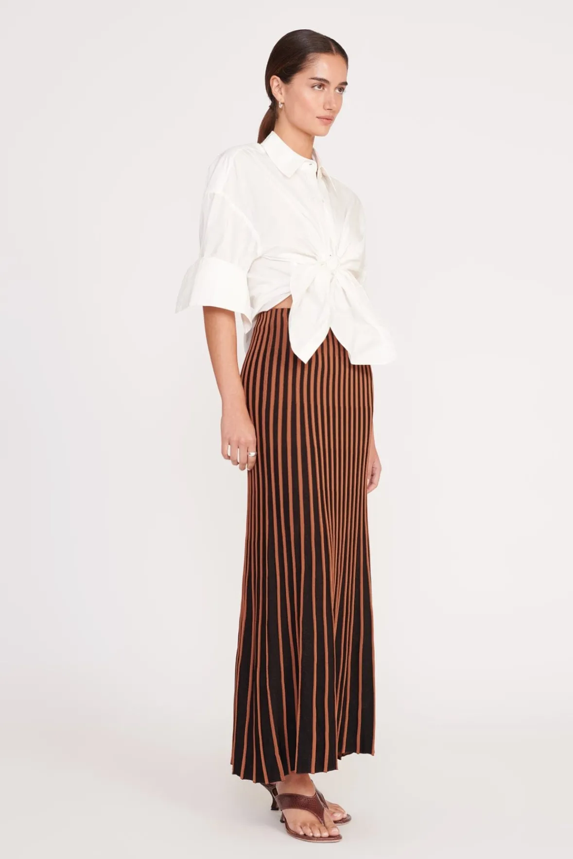 Best Sellers|Skirts<STAUD ALEIDA SKIRT TAN BLACK TANBLACK