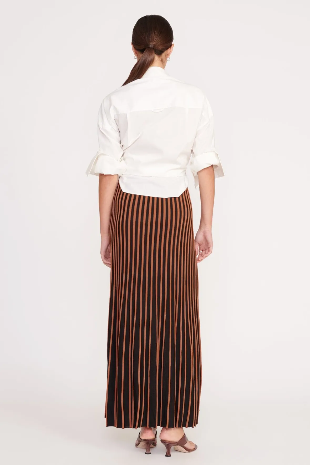 Best Sellers|Skirts<STAUD ALEIDA SKIRT TAN BLACK TANBLACK