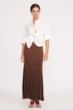 Best Sellers|Skirts<STAUD ALEIDA SKIRT TAN BLACK TANBLACK
