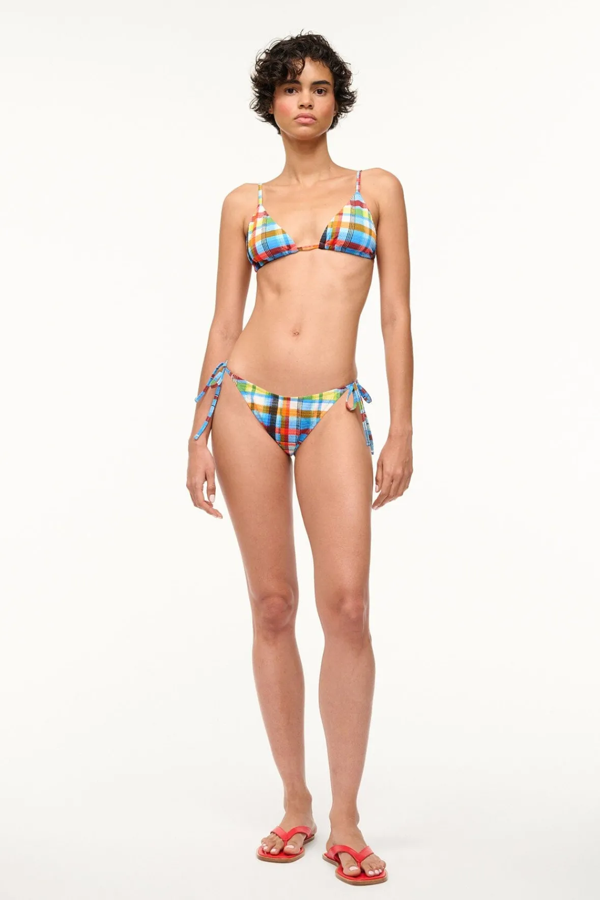 Bikinis<STAUD ALEXIS TRIANGLE TOP MADRAS PLAID MADRASPLAID