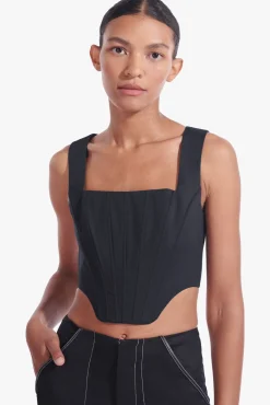Tops<STAUD ALICE TOP BLACK