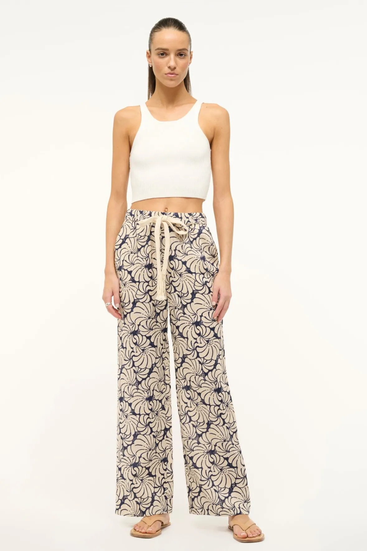 Pants & Shorts<STAUD ALIZE PANT NAVY SCALLOP BLOCK PRINT NAVYSCALLOPBLOCKPRINT