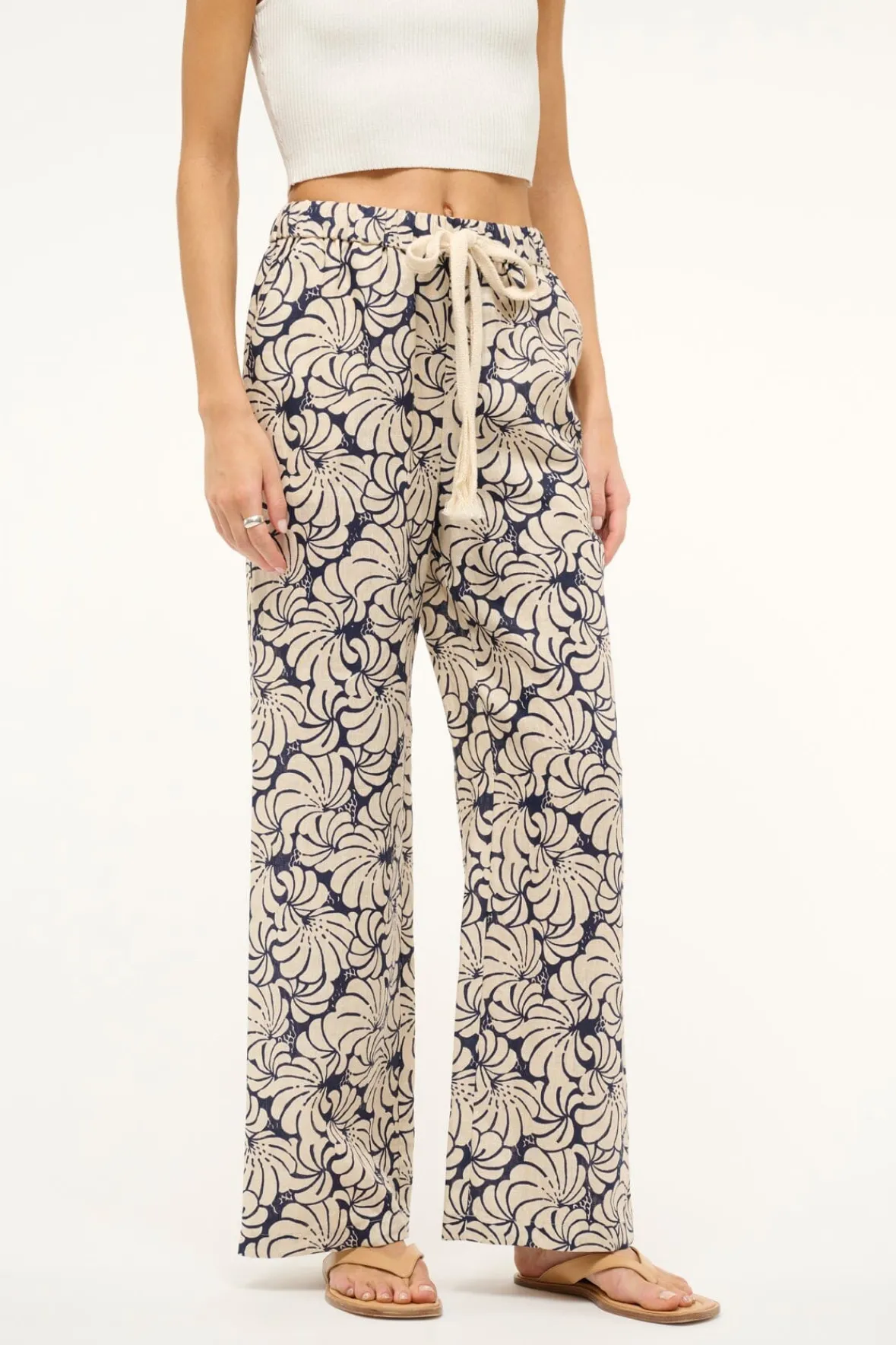Pants & Shorts<STAUD ALIZE PANT NAVY SCALLOP BLOCK PRINT NAVYSCALLOPBLOCKPRINT