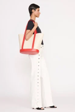 Allora|Totes<STAUD ALLORA TOTE  CREAM RED ROSE REDROSE