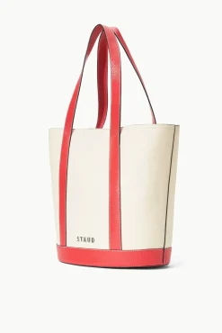 Allora|Totes<STAUD ALLORA TOTE  CREAM RED ROSE REDROSE