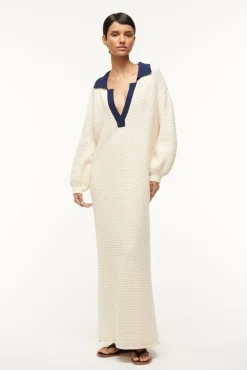Knits|Dresses<STAUD ALTEA DRESS IVORY NAVY IVORYNAVY