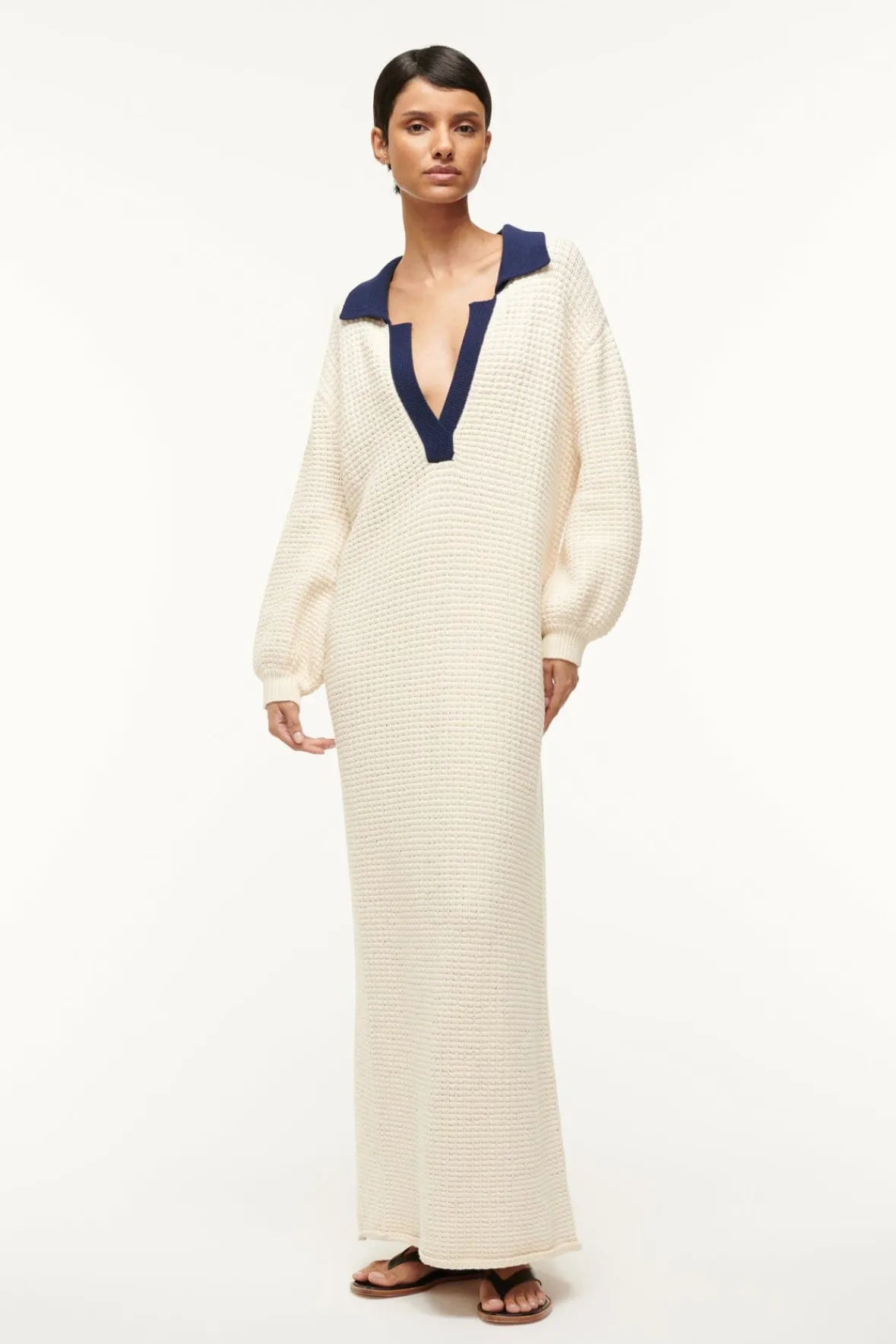 Knits|Dresses<STAUD ALTEA DRESS IVORY NAVY IVORYNAVY