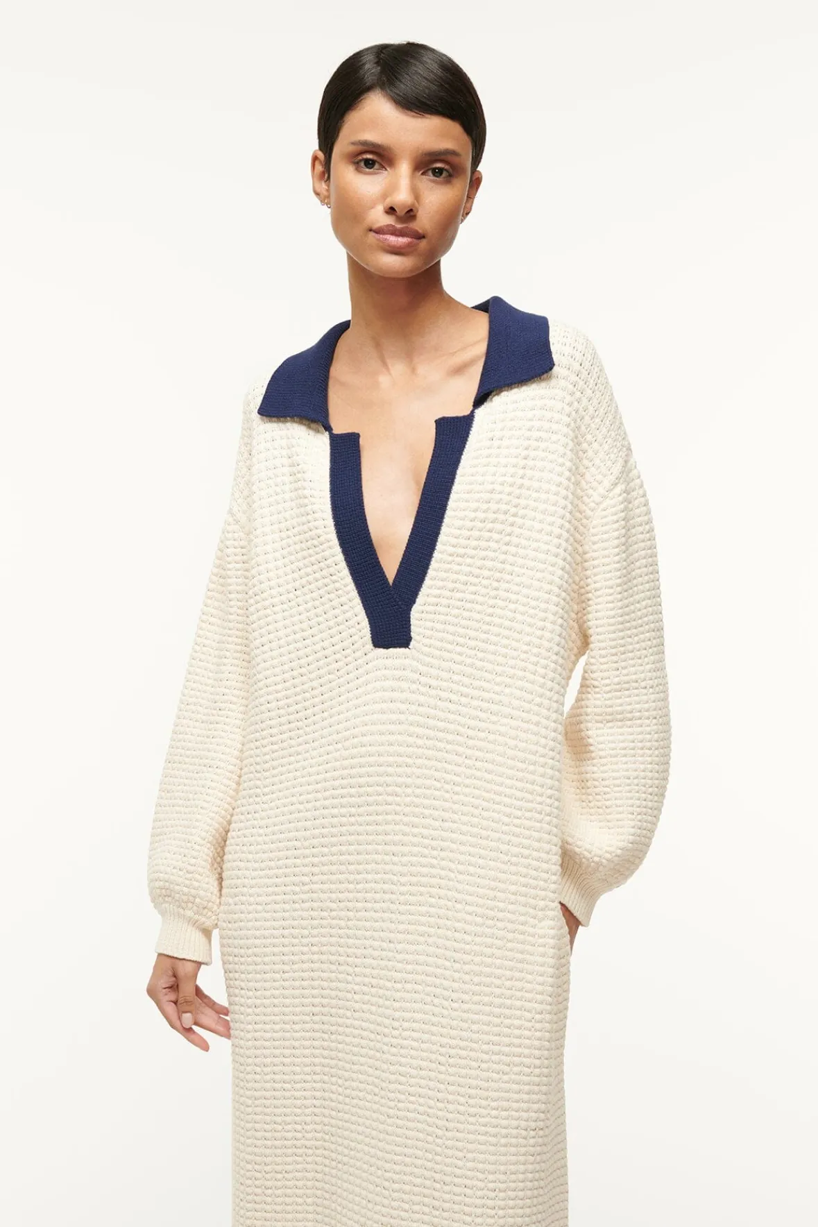 Knits|Dresses<STAUD ALTEA DRESS IVORY NAVY IVORYNAVY