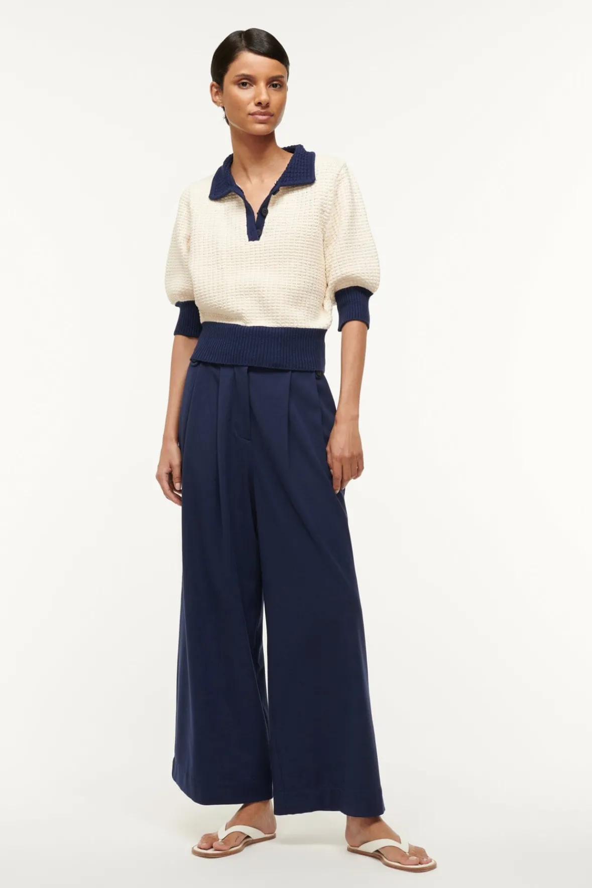 Knits<STAUD ALTEA SWEATER IVORY NAVY IVORYNAVY