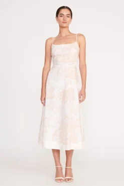 Poplin Shop|Dresses<STAUD AMARANTH DRESS  IVORY BEIGE TOILE IVORYBEIGETOILE