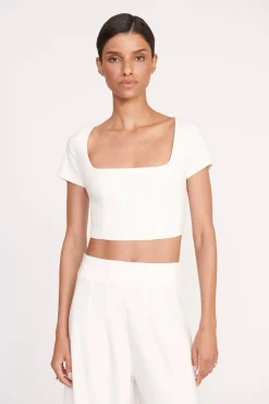 Tops<STAUD ANYA TOP IVORY