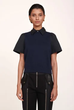Tops<STAUD ARYA TOP NAVY BLACK NAVYBLACK