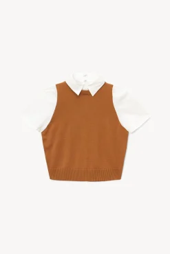 Tops<STAUD ARYA TOP  TAN WHITE TANWHITE