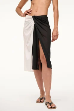 Cover-Ups<STAUD AZALEA COVERUP SKIRT  WHITE BLACK WHITEBLACK