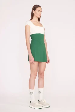 STAUD Court|Dresses<STAUD BACKSPIN DRESS  COURT GREEN IVORY COURTGREENIVORY