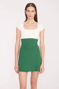 STAUD Court|Dresses<STAUD BACKSPIN DRESS COURT GREEN IVORY COURTGREENIVORY