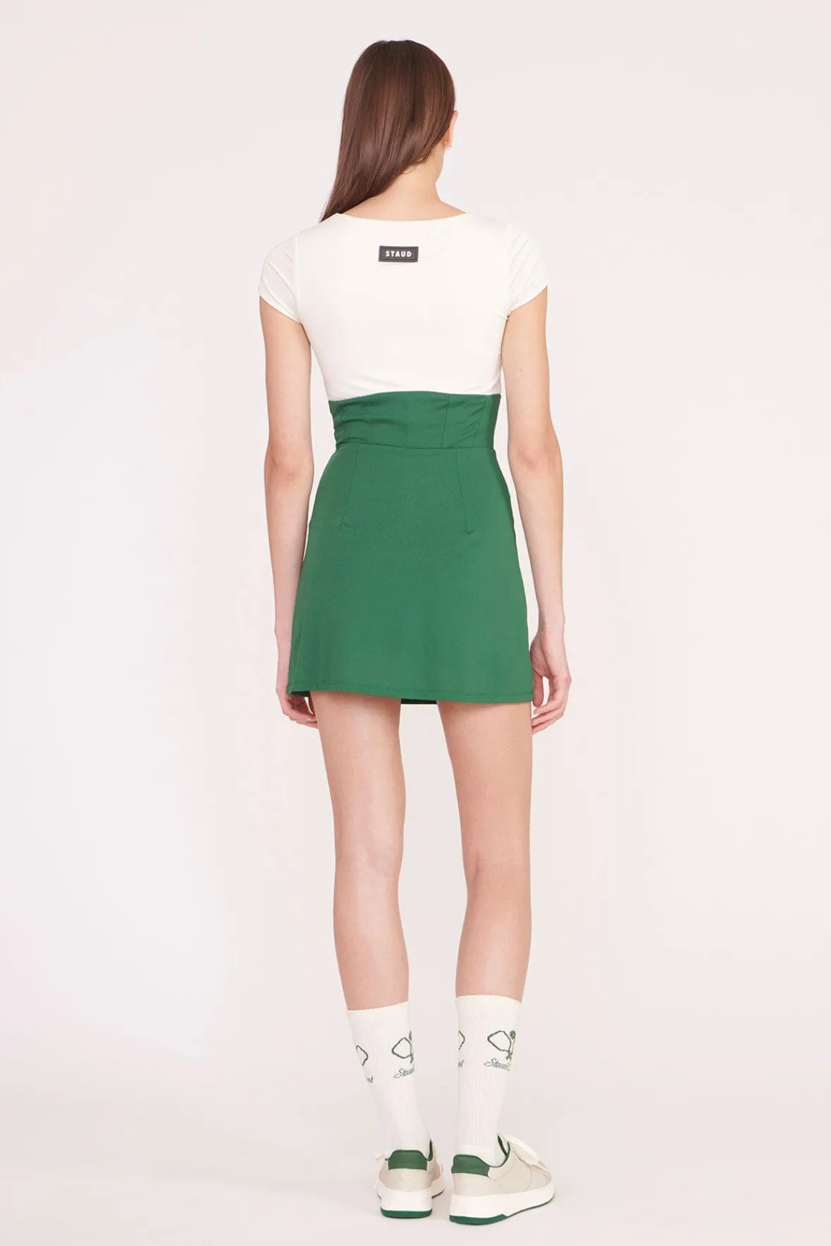 STAUD Court|Dresses<STAUD BACKSPIN DRESS COURT GREEN IVORY COURTGREENIVORY