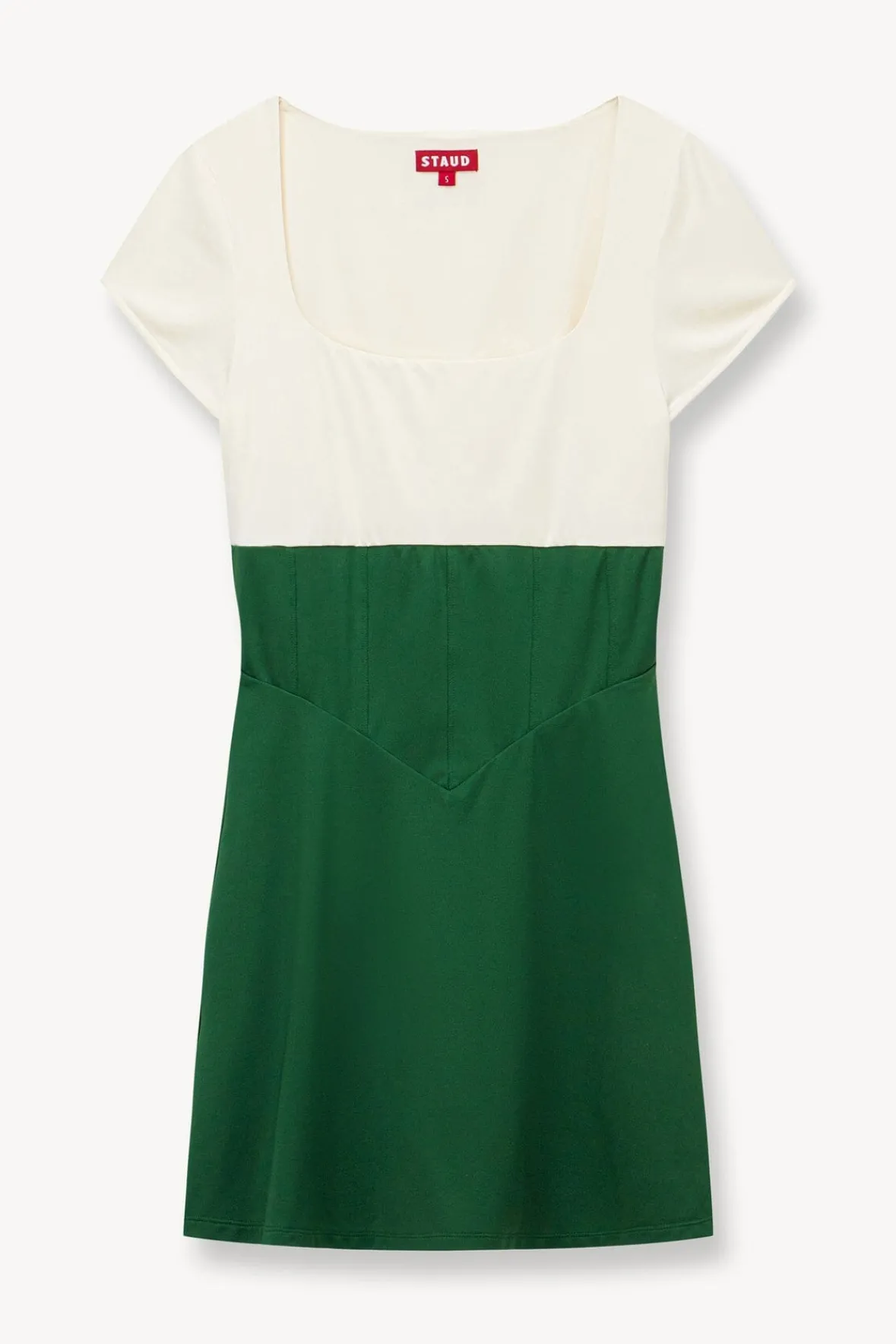 STAUD Court|Dresses<STAUD BACKSPIN DRESS COURT GREEN IVORY COURTGREENIVORY