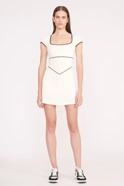 STAUD Court|Dresses<STAUD BACKSPIN DRESS  IVORY BLACK IVORYBLACK