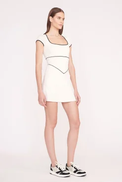 STAUD Court|Dresses<STAUD BACKSPIN DRESS  IVORY BLACK IVORYBLACK