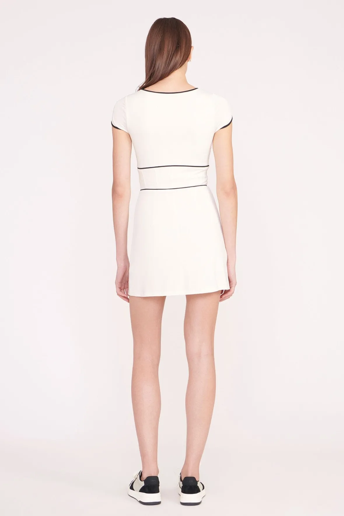 STAUD Court|Dresses<STAUD BACKSPIN DRESS IVORY BLACK IVORYBLACK