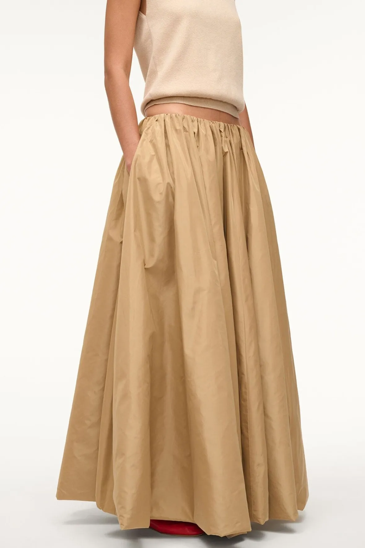 The Evening Edit|Skirts<STAUD BELLAGIO SKIRT FAWN