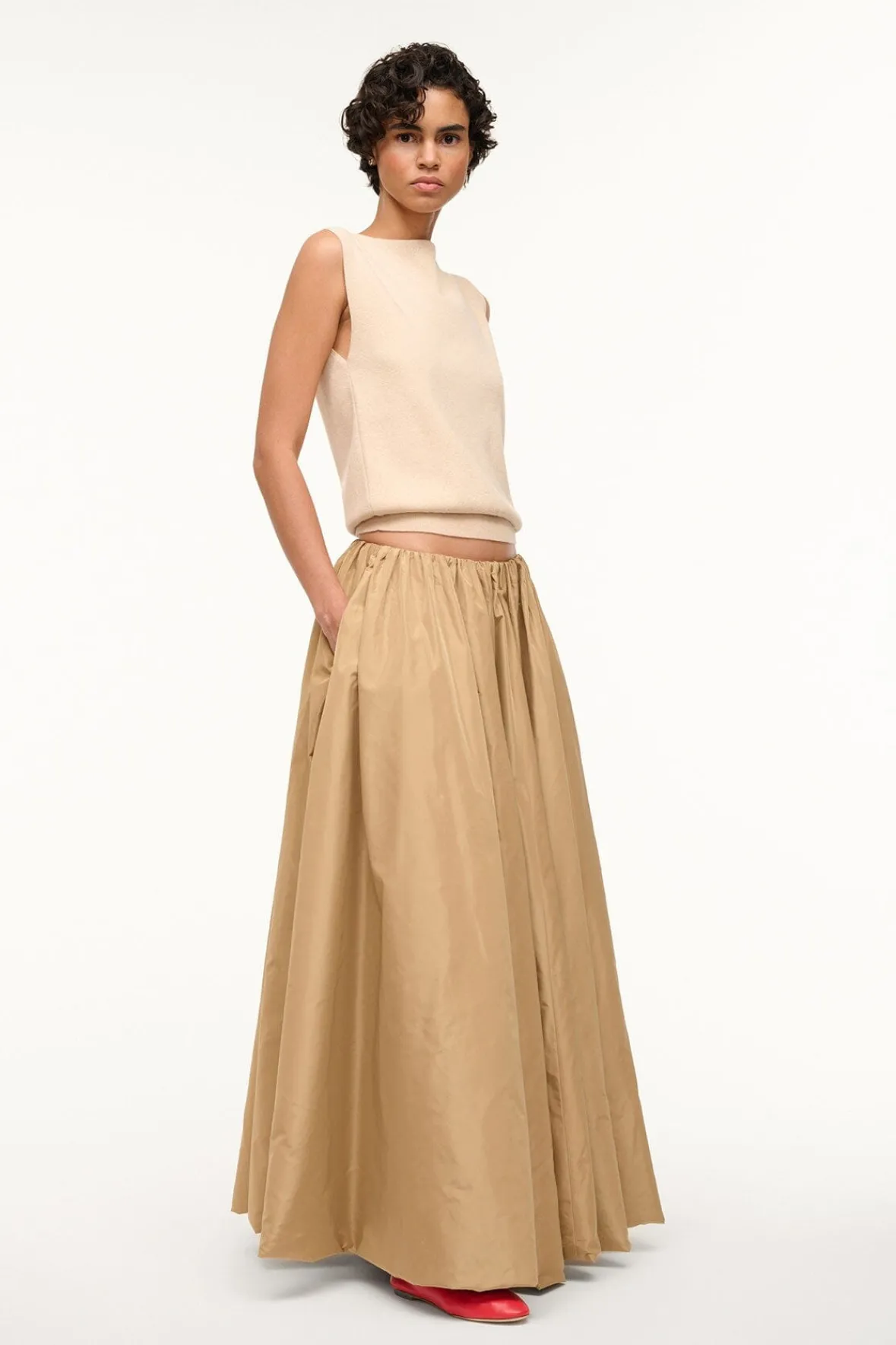 The Evening Edit|Skirts<STAUD BELLAGIO SKIRT FAWN