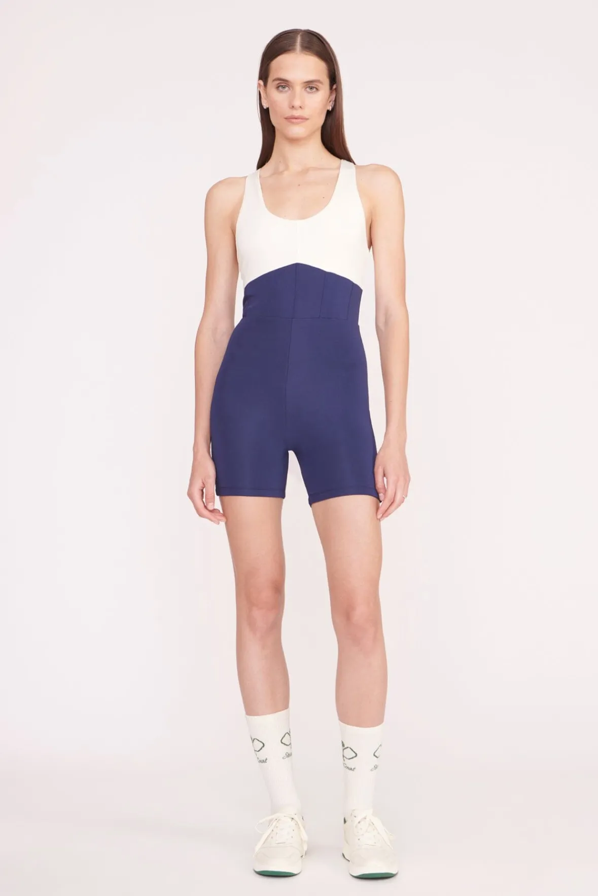 STAUD Court<STAUD BOUNCE SHORT UNITARD NAVY IVORY NAVYIVORY