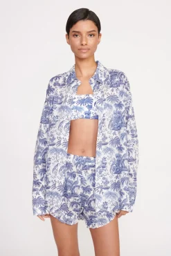 Cover-Ups<STAUD BOYANA SHORT BLUE TOILE BLUETOILE