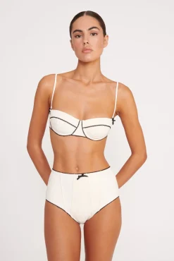 Bikinis<STAUD BRENTON HIGH RISE BIKINI BOTTOM  IVORY BLACK IVORYBLACK