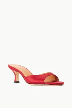 Mules & Flats<STAUD BRIGITTE MULE  RUBY SATIN RUBYSATIN
