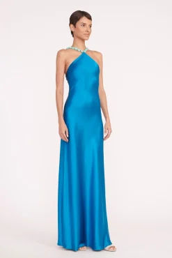 Dresses<STAUD CADENCE DRESS ISLAND BLUE ISLANDBLUE