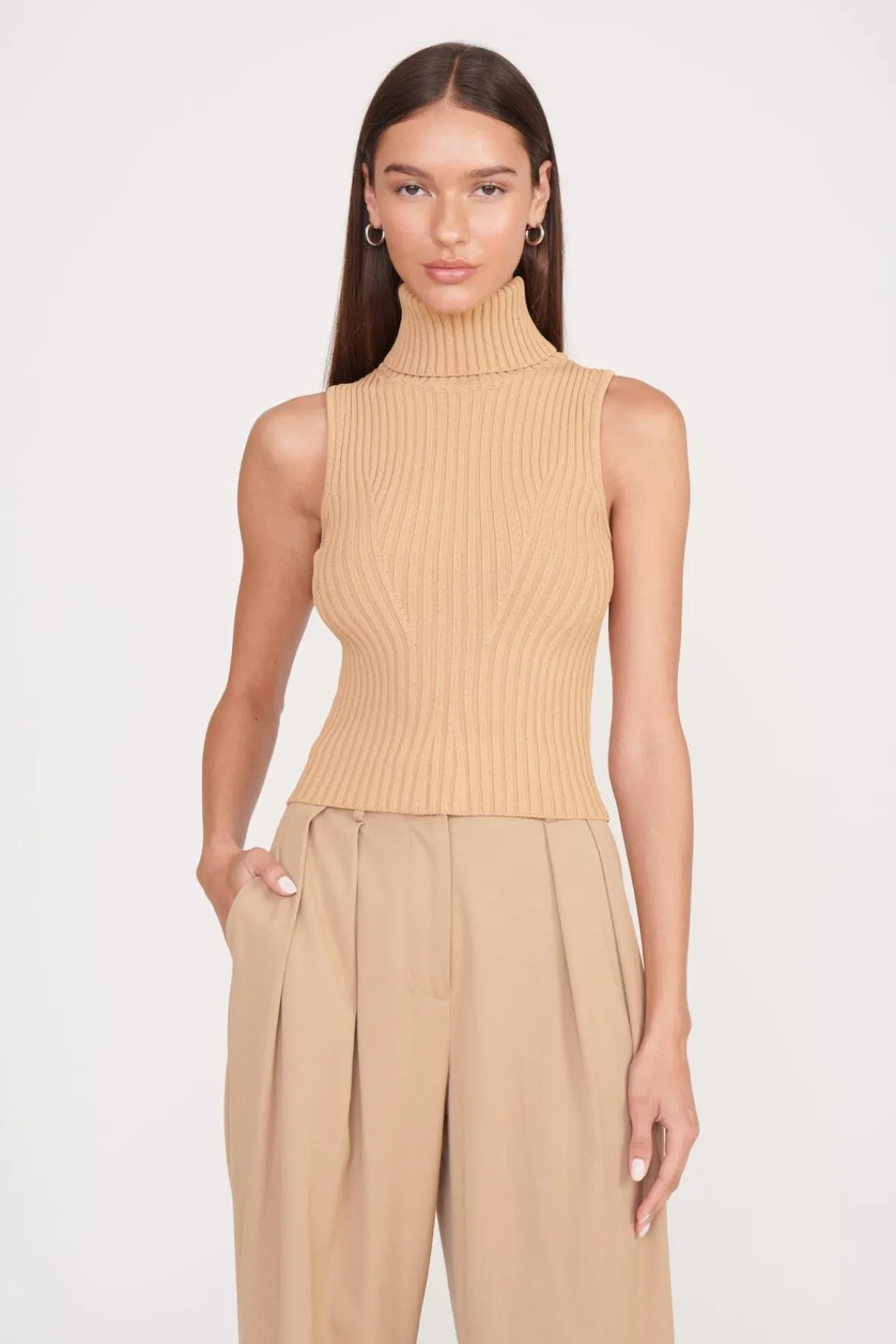 Essentials|Tops<STAUD CALLUM TOP CAMEL