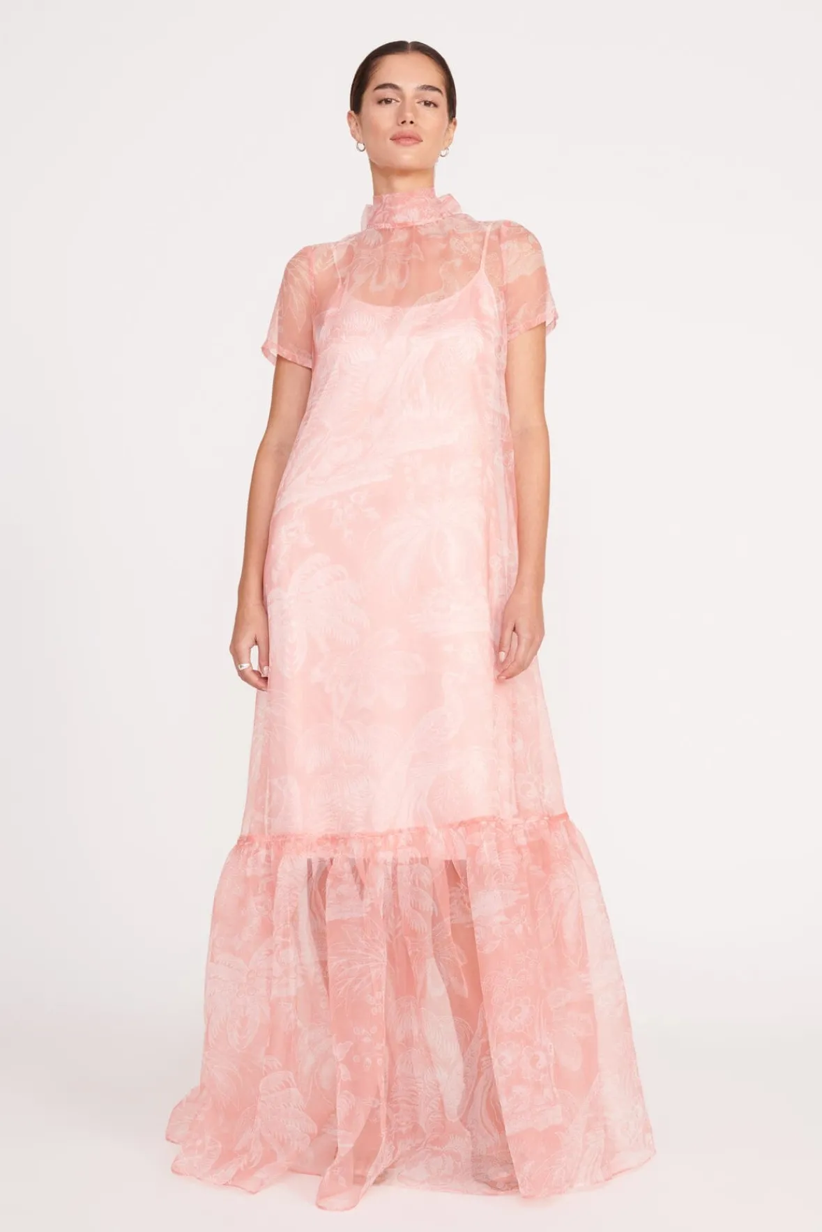 Best Sellers|The Evening Edit<STAUD CALLUNA DRESS CHERRY BLOSSOM IVORY TOILE CHERRYBLOSSOMIVORYTOILE