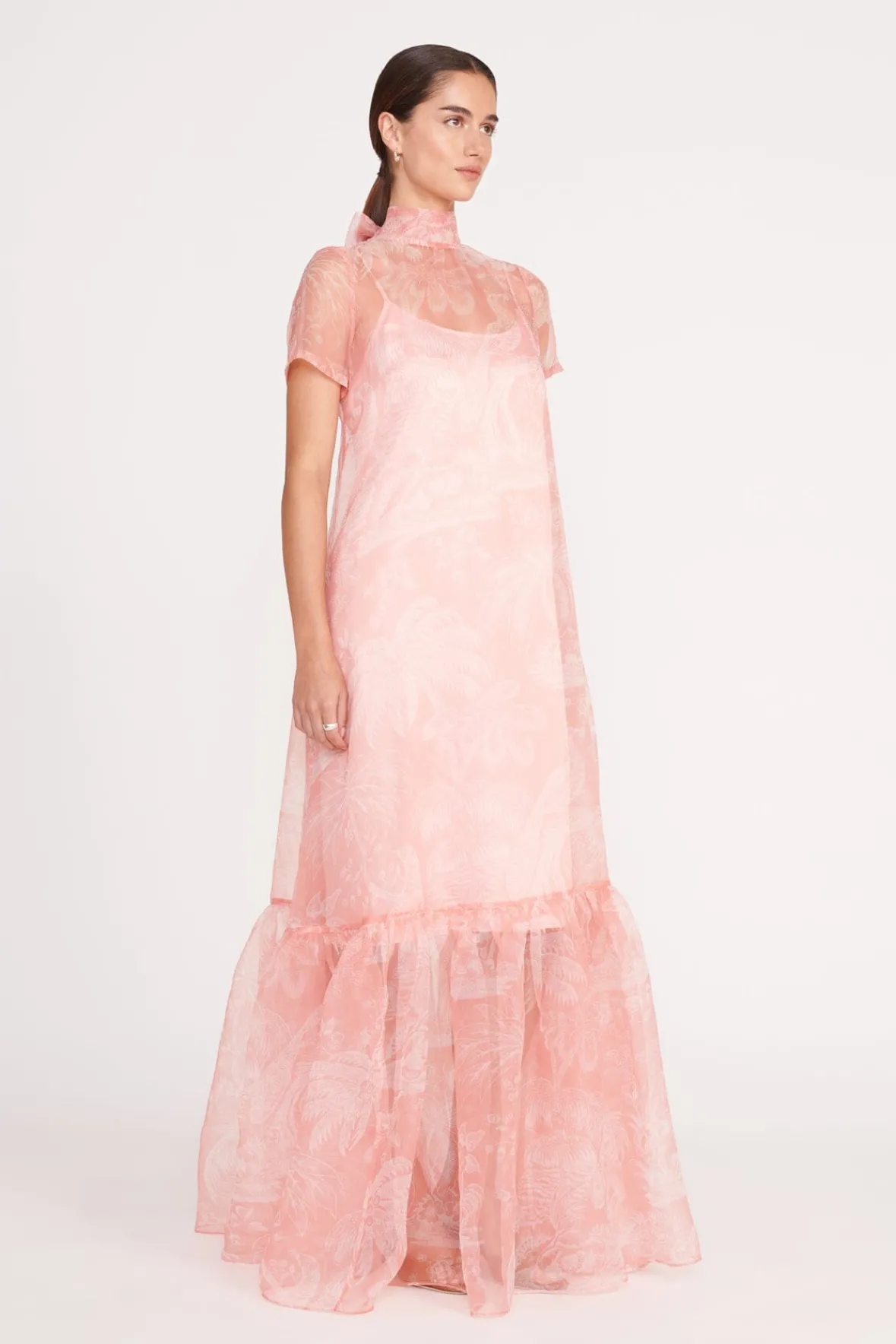 Best Sellers|The Evening Edit<STAUD CALLUNA DRESS CHERRY BLOSSOM IVORY TOILE CHERRYBLOSSOMIVORYTOILE