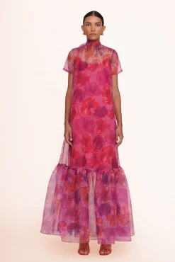 Best Sellers|Dresses<STAUD CALLUNA DRESS  MAGENTA PAINTED FLORAL MAGENTAPAINTEDFLORAL