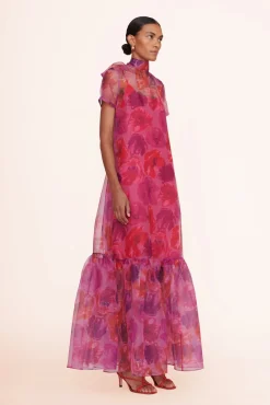 Best Sellers|Dresses<STAUD CALLUNA DRESS MAGENTA PAINTED FLORAL MAGENTAPAINTEDFLORAL