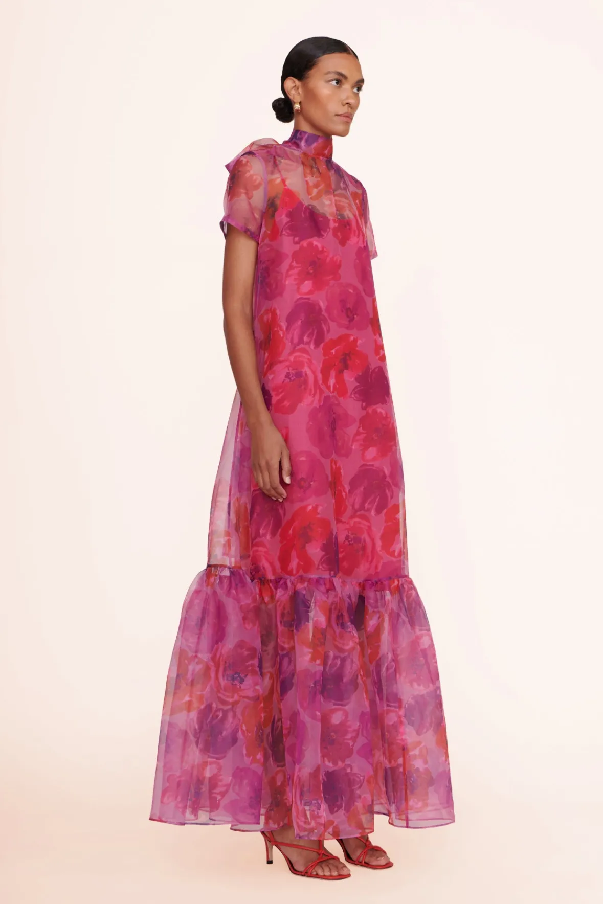 Best Sellers|Dresses<STAUD CALLUNA DRESS MAGENTA PAINTED FLORAL MAGENTAPAINTEDFLORAL