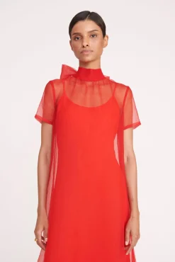 Dresses<STAUD CALLUNA DRESS  RED ROSE REDROSE