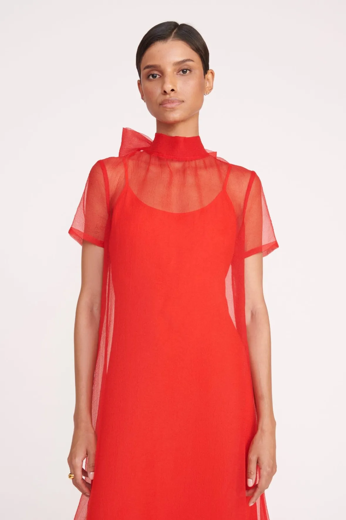 Dresses<STAUD CALLUNA DRESS RED ROSE REDROSE