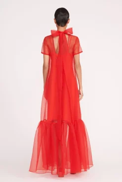 Dresses<STAUD CALLUNA DRESS RED ROSE REDROSE