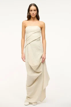 The Evening Edit|Dresses<STAUD CARAVAGGIO DRESS   NATURAL