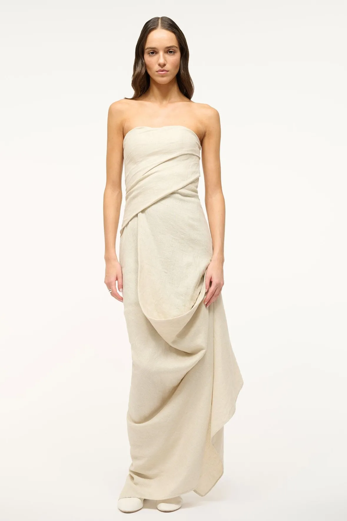 The Evening Edit|Dresses<STAUD CARAVAGGIO DRESS NATURAL