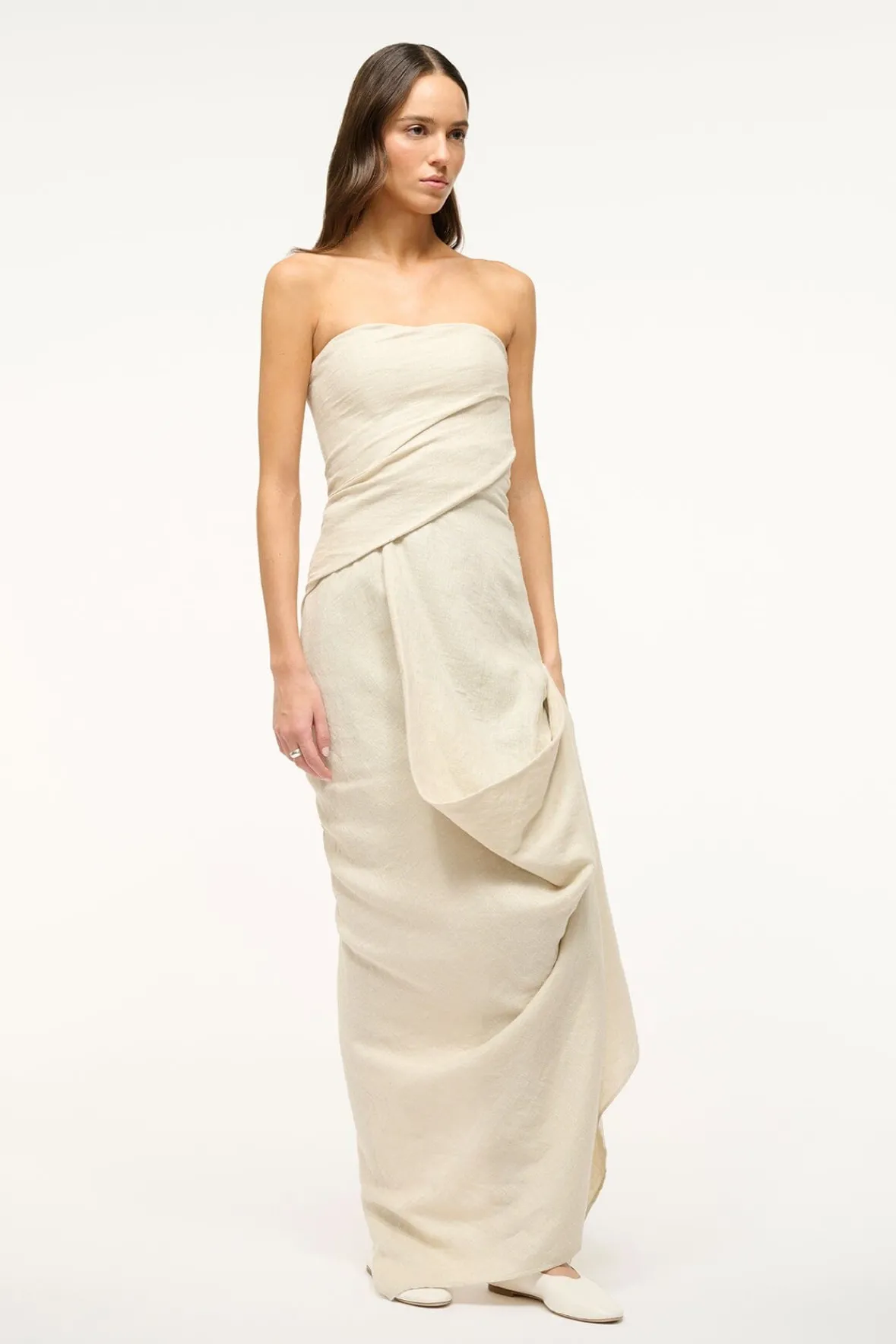 The Evening Edit|Dresses<STAUD CARAVAGGIO DRESS NATURAL
