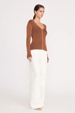 Best Sellers|Knits<STAUD CARGO SWEATER BLACK TAN BLACKTAN