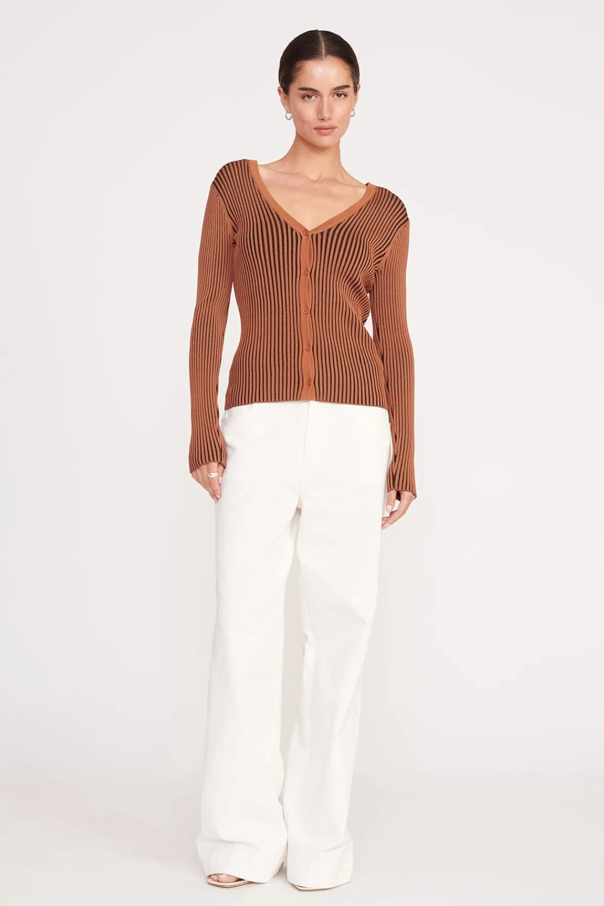 Best Sellers|Knits<STAUD CARGO SWEATER BLACK TAN BLACKTAN